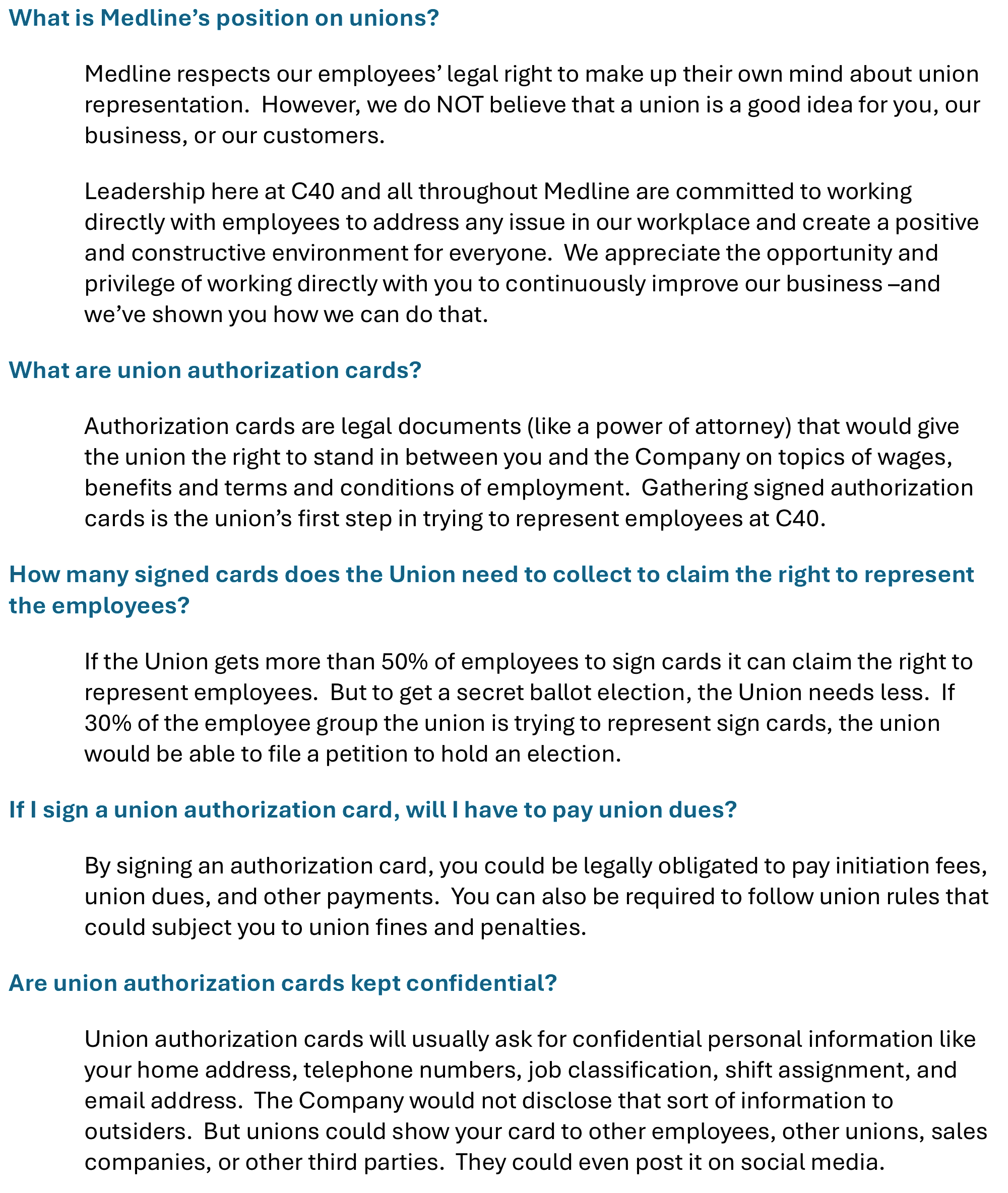 Q and A for employees 1