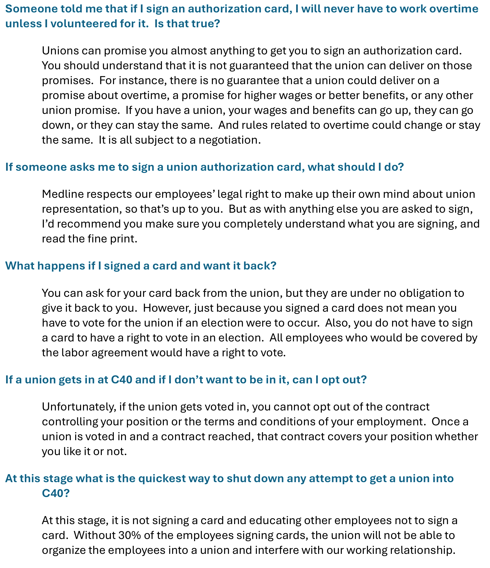 Q and A for employees 2